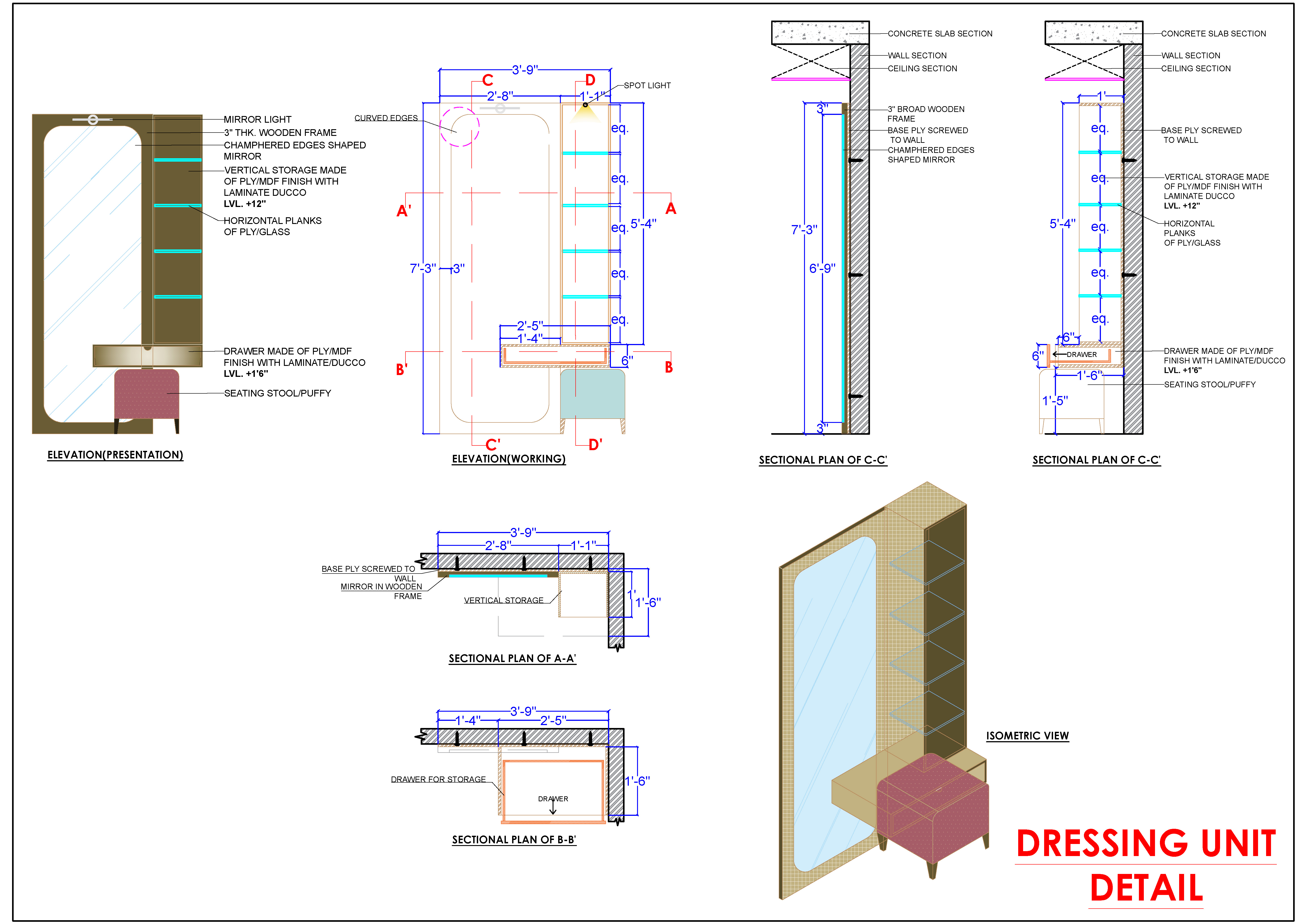 Modern Dressing Table CAD Detail - Download Now